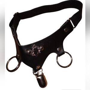 punk style black and silver gothic garter